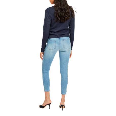 Pull basic marine chiné à col v avec les extrémités côtelées - Image 4