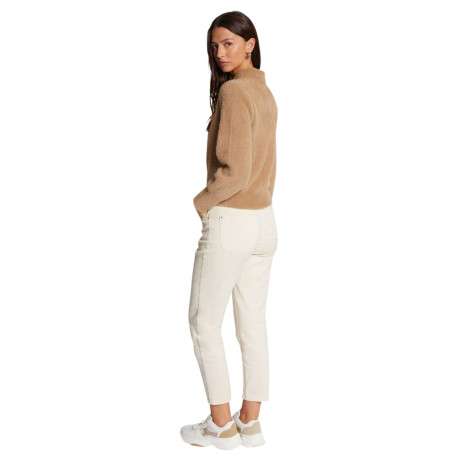 Gilet camel uni pourvu d'un col à rabats et de manches longues - Image 3