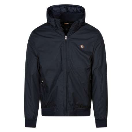 Blouson marine uni avec une coupe droite et un col à capuche