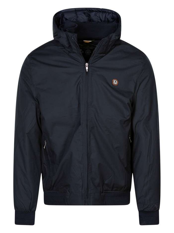 Blouson marine uni avec une coupe droite et un col à capuche