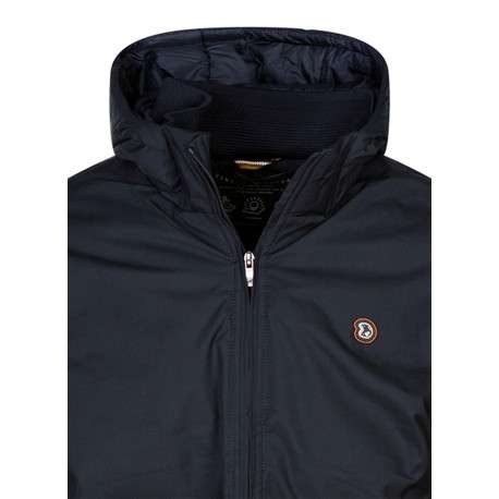 Blouson marine uni avec une coupe droite et un col à capuche - Image 3