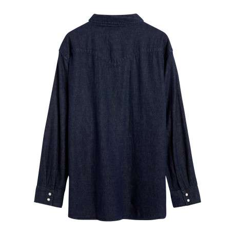 Chemise brut unie à coupe droite avec un col chemise et poches sur la poitrine - Image 2