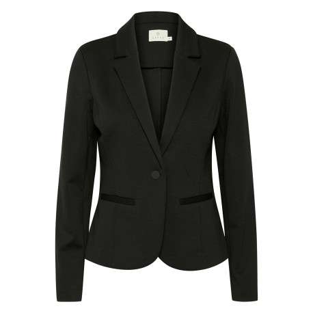 Blazer noir uni avec une coupe slim et un col à revers cranté