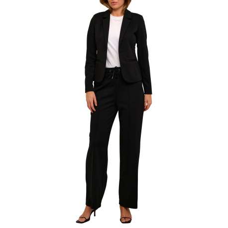 Blazer noir uni avec une coupe slim et un col à revers cranté - Image 3