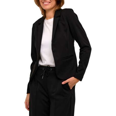 Blazer noir uni avec une coupe slim et un col à revers cranté - Image 4