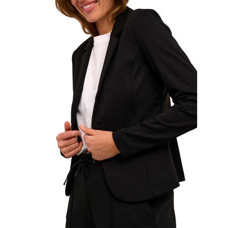 Blazer noir uni avec une coupe slim et un col à revers cranté - Image 6