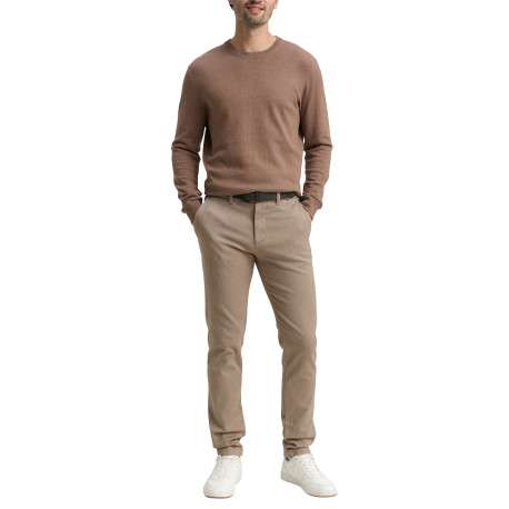 Pantalon Chino Traveler en coton beige uni avec une coupe slim - Image 5