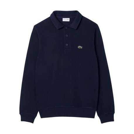 Sweat en coton marine pourvu d'un col à rabats boutonné