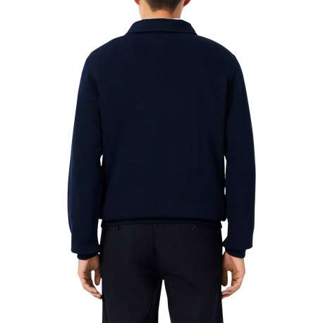 Sweat en coton marine pourvu d'un col à rabats boutonné - Image 2