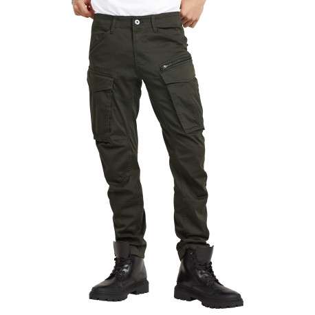 Pantalon 5 Poches en coton gris uni avec une coupe droite et des poches