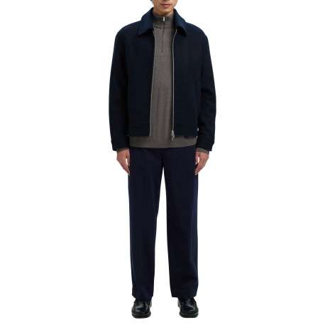 Veste Philip marine unie à coupe droite avec col italien et manches longues - Image 2