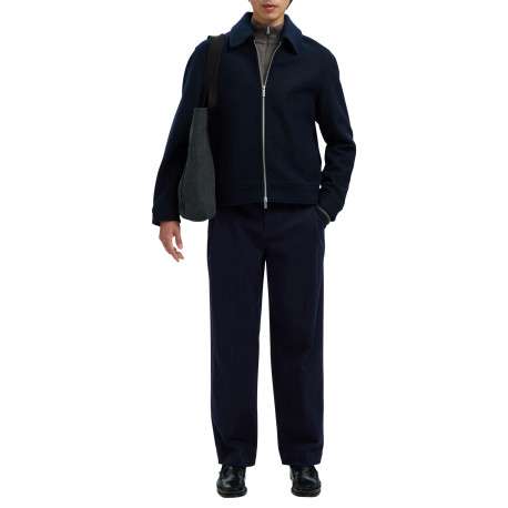 Veste Philip marine unie à coupe droite avec col italien et manches longues - Image 4