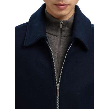 Veste Philip marine unie à coupe droite avec col italien et manches longues - Image 6
