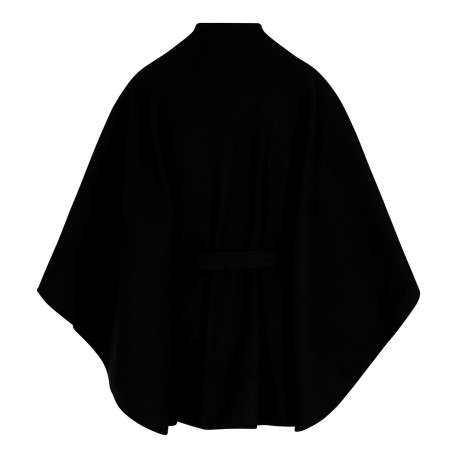 Gilet noir uni à coupe ample avec col v, manches 3/4 et cordon de serrage - Image 2