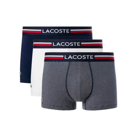 Lot de 3 boxers classiques tricolore en coton rayés à coupe fermée