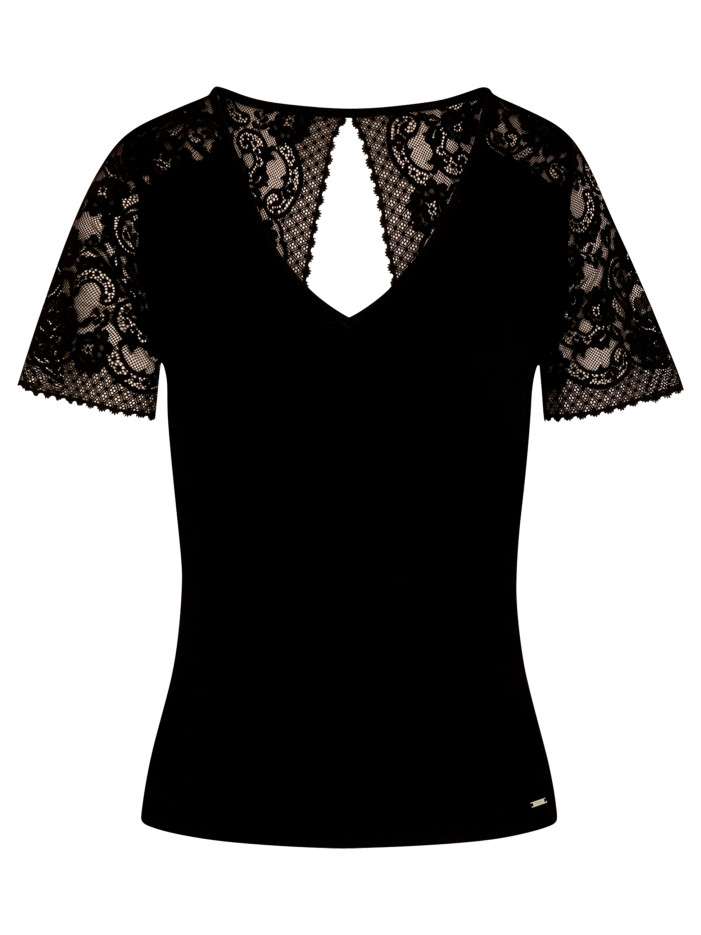 T-shirt noir côtelé à coupe...