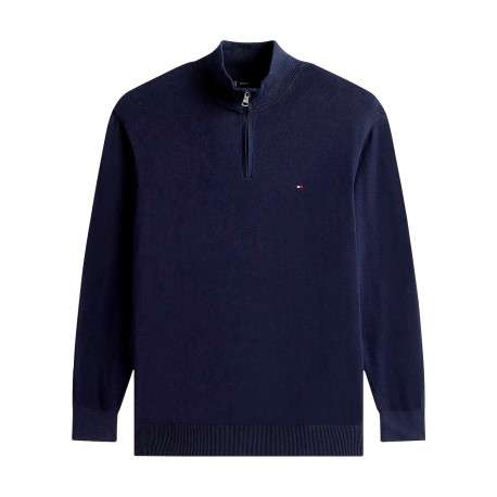 Pull Grande Taille en coton marine avec une coupe ajustée et un col camionneur