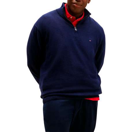 Pull Grande Taille en coton marine avec une coupe ajustée et un col camionneur - Image 2