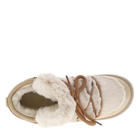 Boots beige pourvues de fausse fourrure sur la languette et l'empeigne - Image 5
