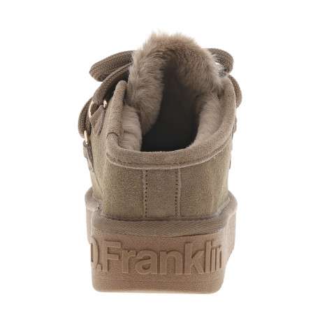 Boots en cuir taupe à talon plateau avec des lacets ronds tressés - Image 4