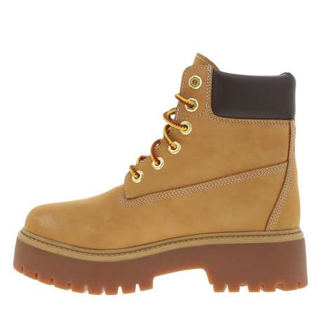 Bottines en cuir nubuck miel à talon plat et à lacets ronds bicolores - Image 3