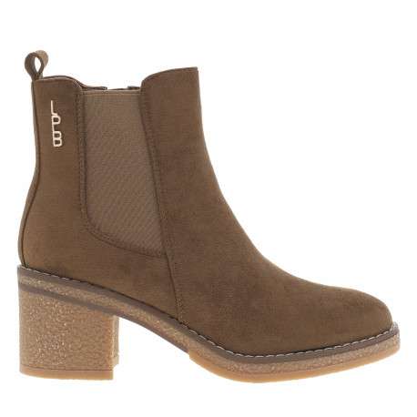 Boots camel à talon décroché moyen avec un zip et un soufflet élastiqué