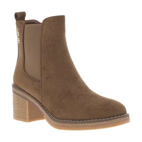 Boots camel à talon décroché moyen avec un zip et un soufflet élastiqué - Image 2