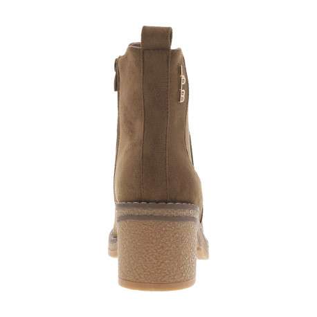 Boots camel à talon décroché moyen avec un zip et un soufflet élastiqué - Image 4
