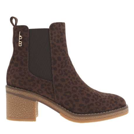 Boots léopard à talon décroché moyen avec un zip et un soufflet élastiqué