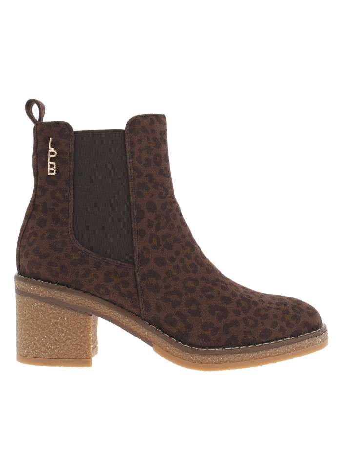 Boots léopard à talon décroché moyen avec un zip et un soufflet élastiqué
