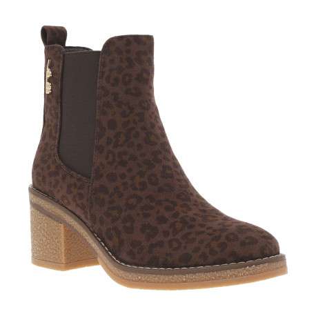 Boots léopard à talon décroché moyen avec un zip et un soufflet élastiqué - Image 2