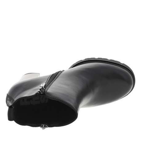 Boots noires avec un talon décroché haut et un zip de chaque côté - Image 5