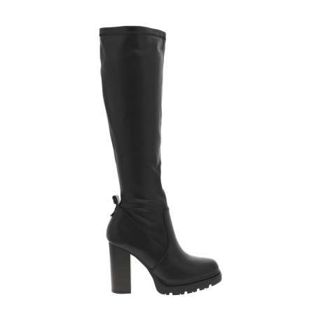 Bottes noires à talon décroché haut et à zip avec une semelle crantée