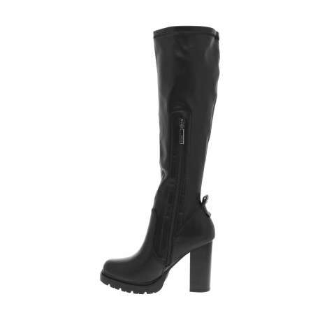 Bottes noires à talon décroché haut et à zip avec une semelle crantée - Image 3