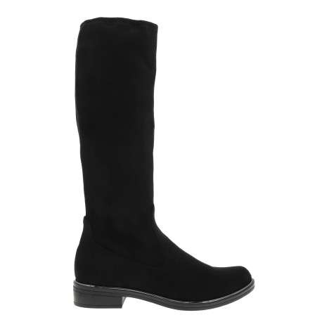 Bottes femme midi noires avec effet velours et talons plat - Image 2
