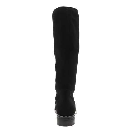 Bottes femme midi noires avec effet velours et talons plat - Image 3