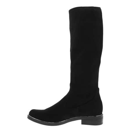 Bottes femme midi noires avec effet velours et talons plat - Image 4
