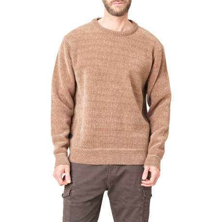 Pull beige uni avec une coupe droite et des manches longues