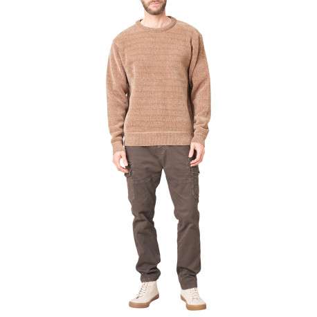 Pull beige uni avec une coupe droite et des manches longues - Image 3