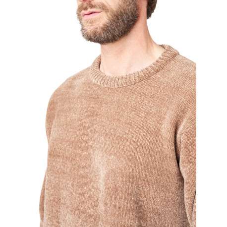 Pull beige uni avec une coupe droite et des manches longues - Image 4