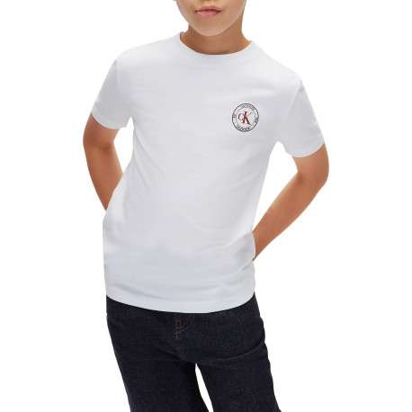 T-shirt en coton blanc à coupe droite pourvu d'un col rond et de manches courtes - Image 2