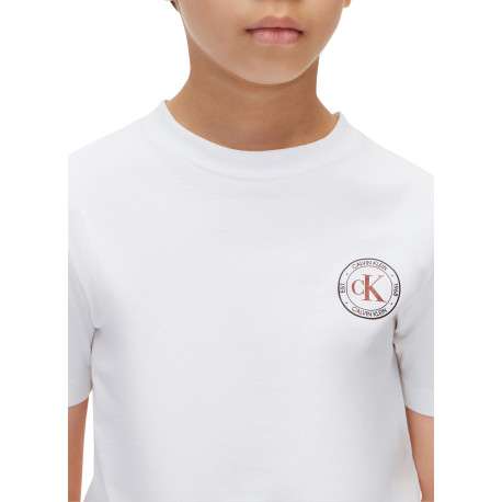 T-shirt en coton blanc à coupe droite pourvu d'un col rond et de manches courtes - Image 5
