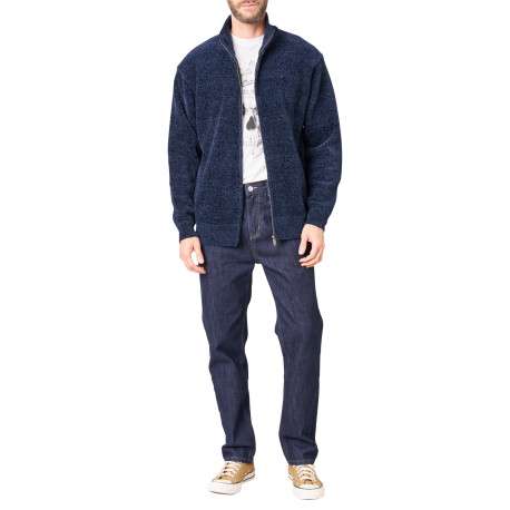 Gilet marine uni avec une coupe droite et des manches longues - Image 3