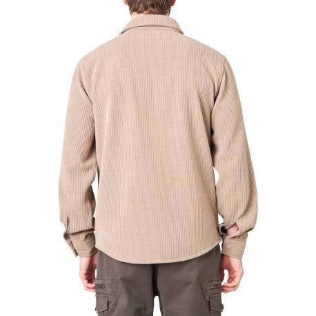 Chemise beige unie avec une coupe droite et des manches longues - Image 2