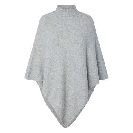Poncho gris clair uni avec une coupe large et un col montant
