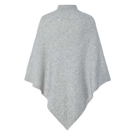 Poncho gris clair uni avec une coupe large et un col montant - Image 2