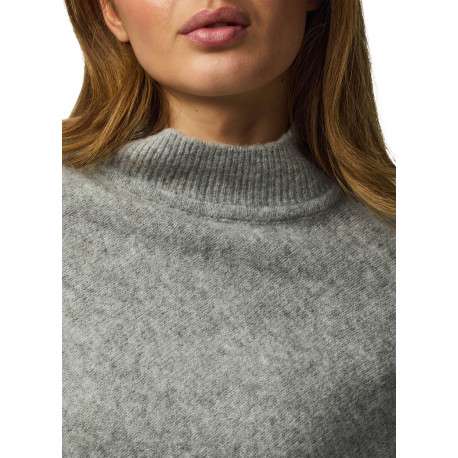 Poncho gris clair uni avec une coupe large et un col montant - Image 3