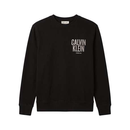Sweat en coton noir à coupe droite pourvu d'un col rond et de manches longues