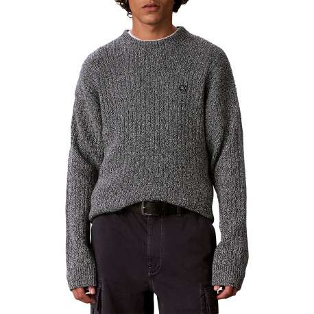 Pull en coton gris à coupe droite pourvu d'un col rond ras-du-cou - Image 2