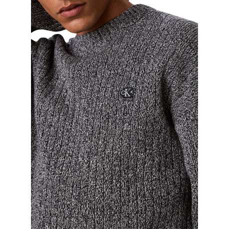 Pull en coton gris à coupe droite pourvu d'un col rond ras-du-cou - Image 5